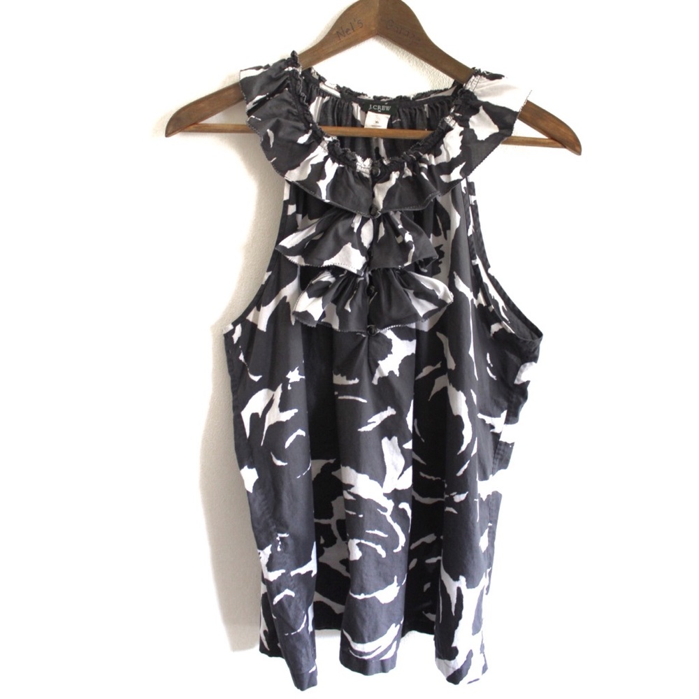 Preowned J.Crew Printed Ruffled Sleeveless Top XL